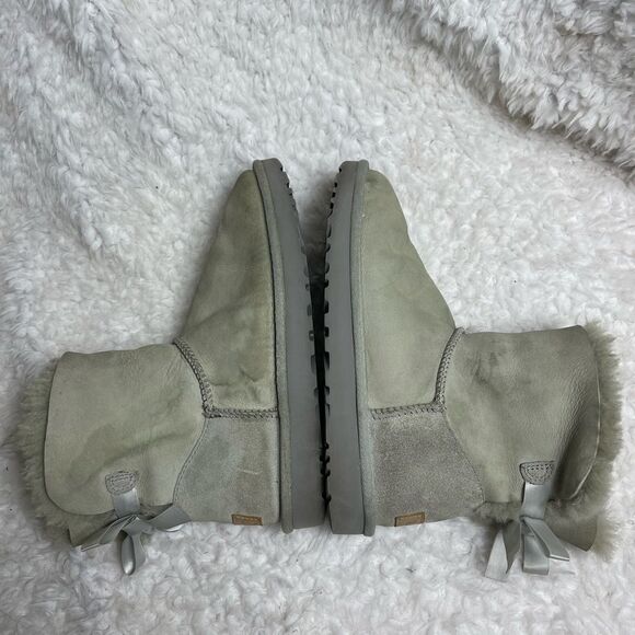 Ugg Baley short boots leather gray suede short boots with sheep skin lin… - Picture 9 of 12